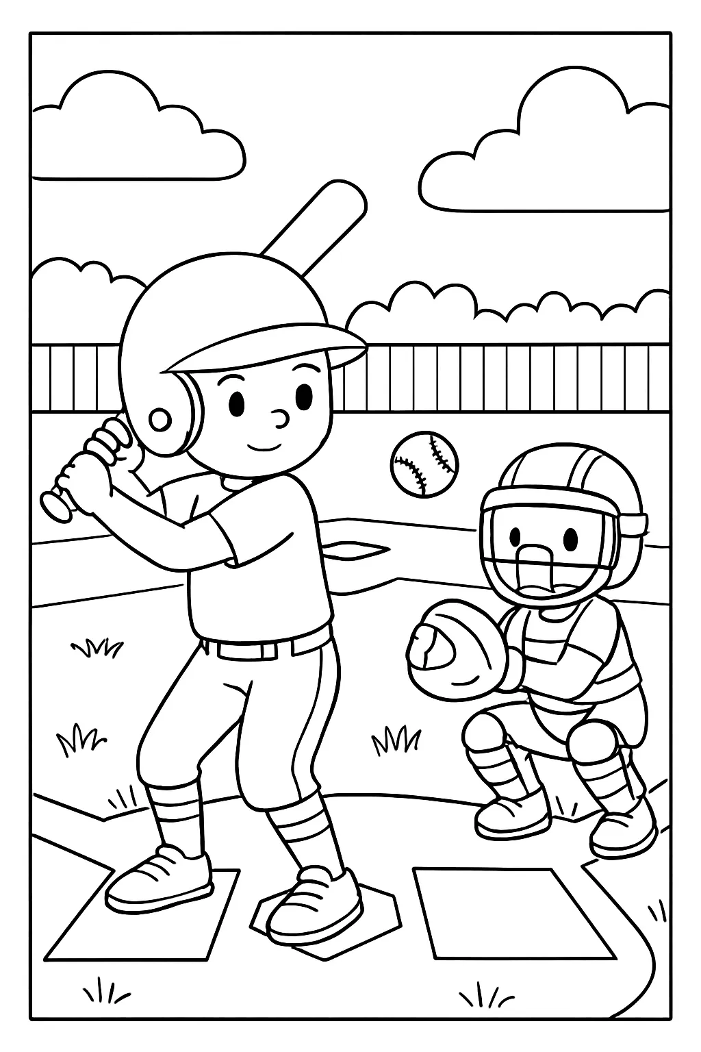 Baseball Diamond Game Coloring Page
