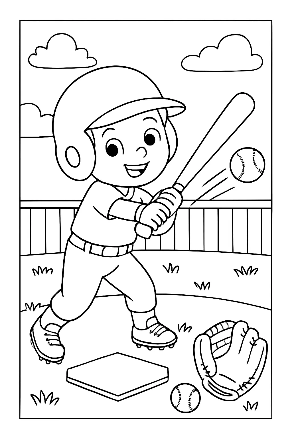 Baseball Player Swinging Coloring Page