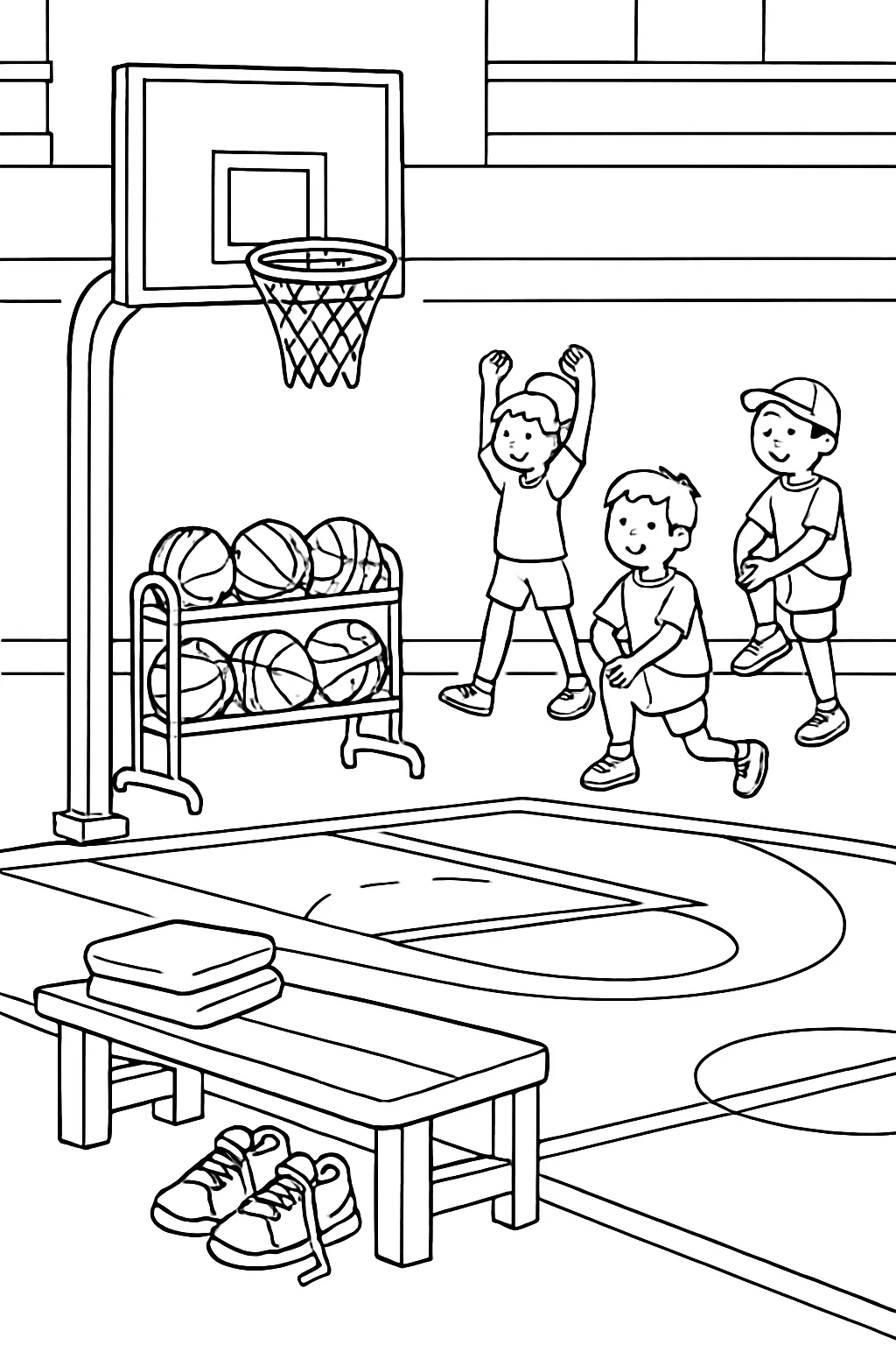 Basketball Gym Coloring Page