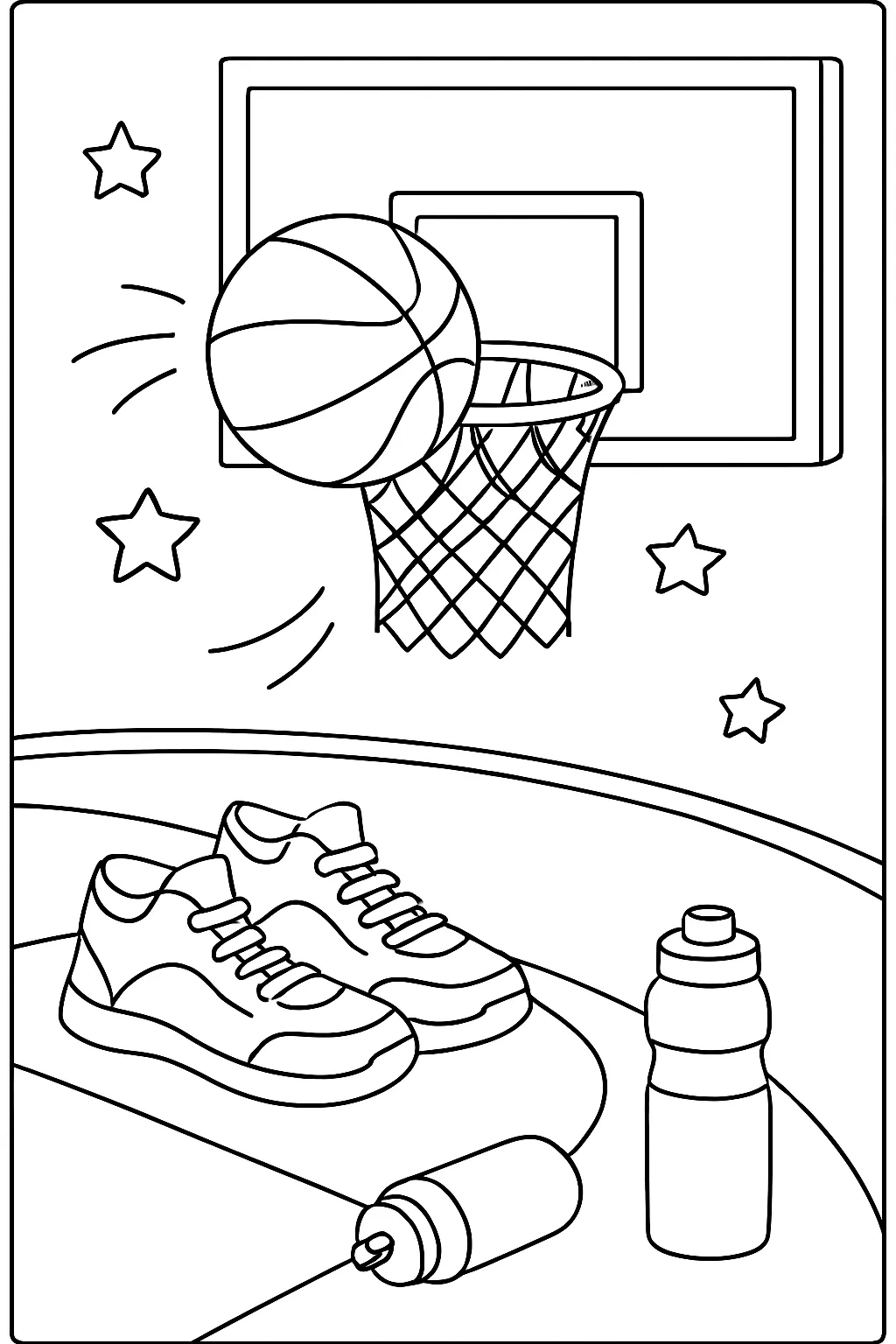 Basketball Hoop and Net Coloring Page