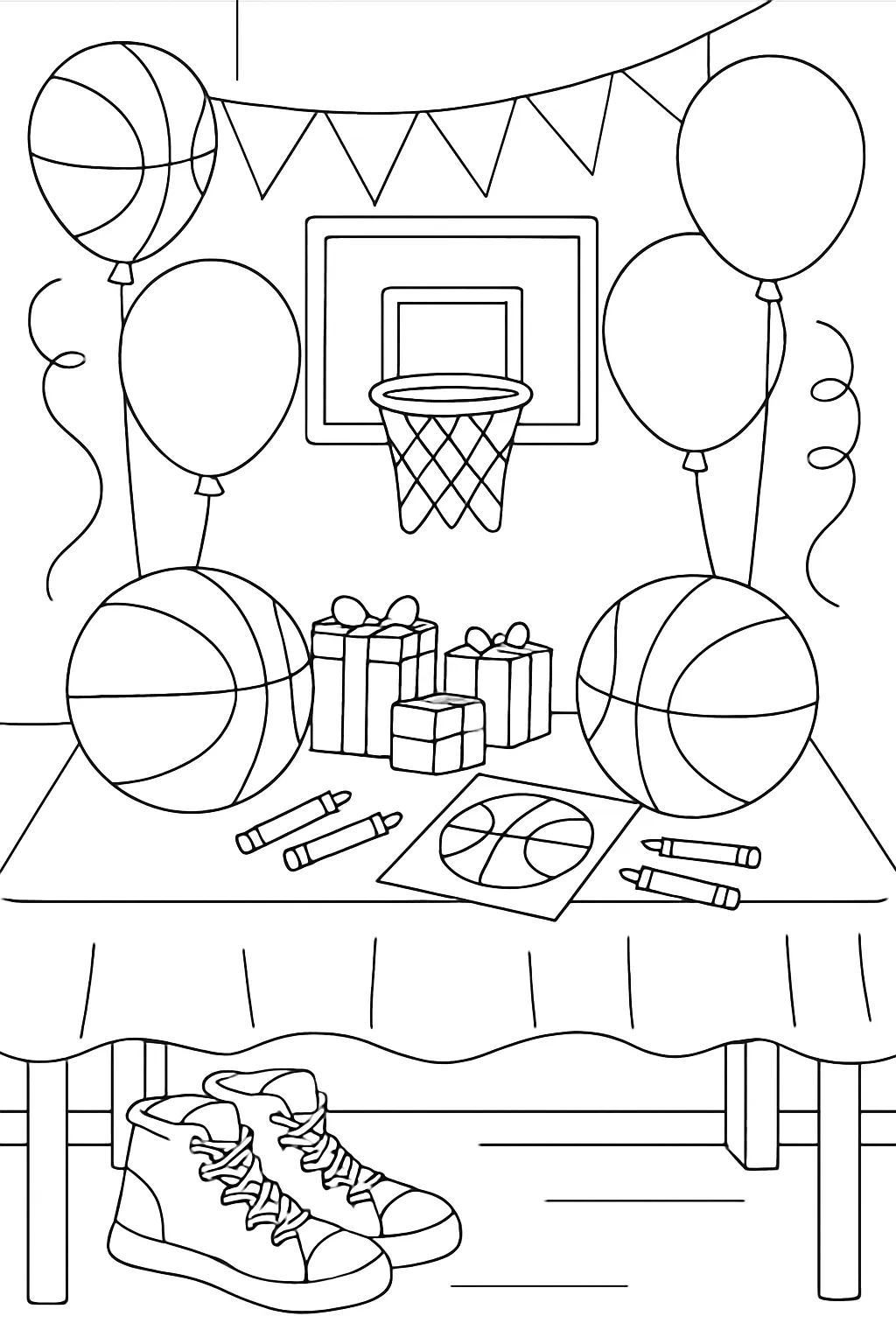 Basketball Party Coloring Page