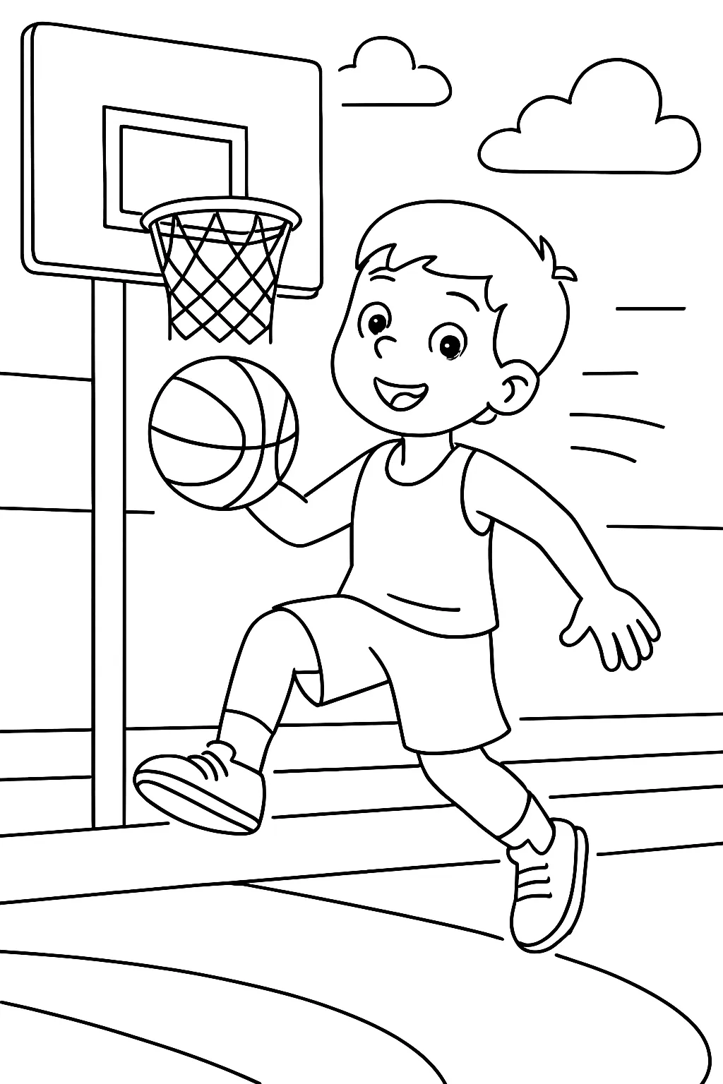Basketball Player Layup Coloring Page