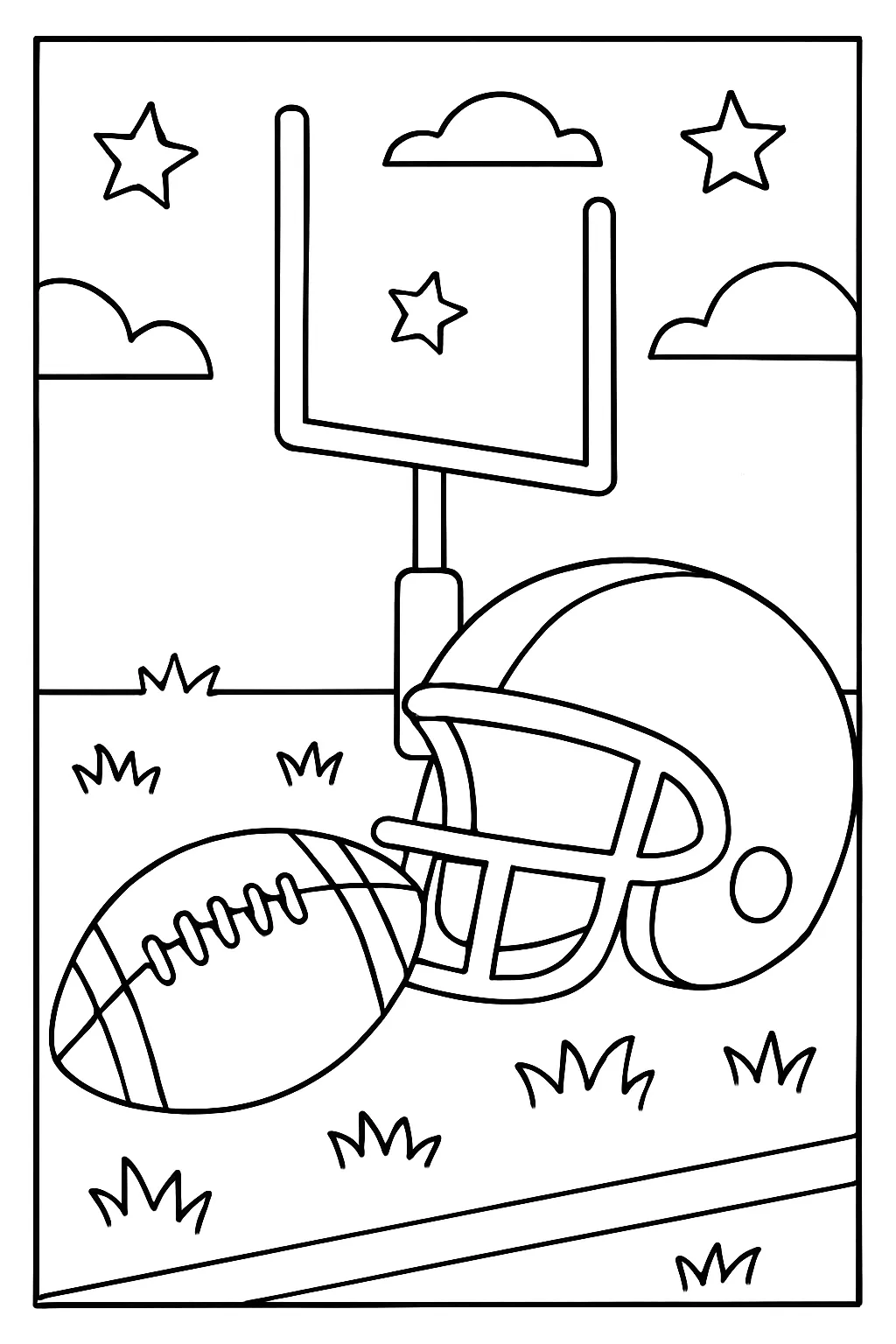 Easy Football Gear Coloring Page