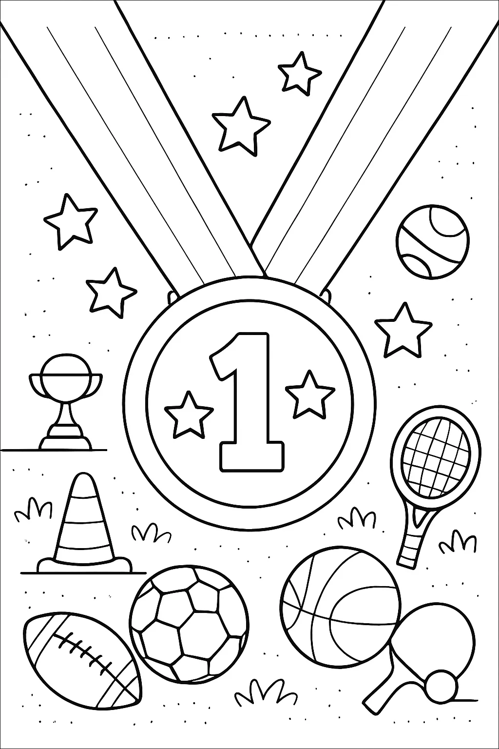 Easy Sports Medal Coloring Page
