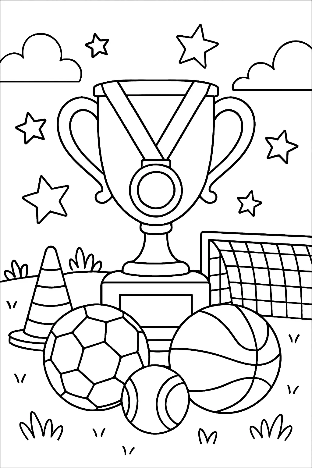 Easy Sports Trophy Coloring Page