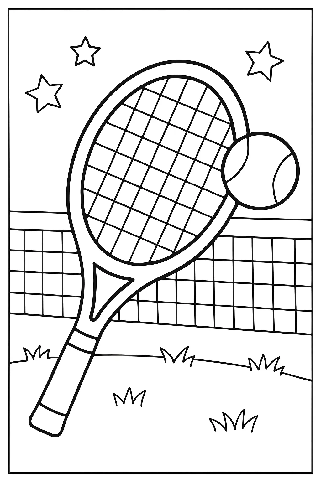 Easy Tennis Racket Coloring Page