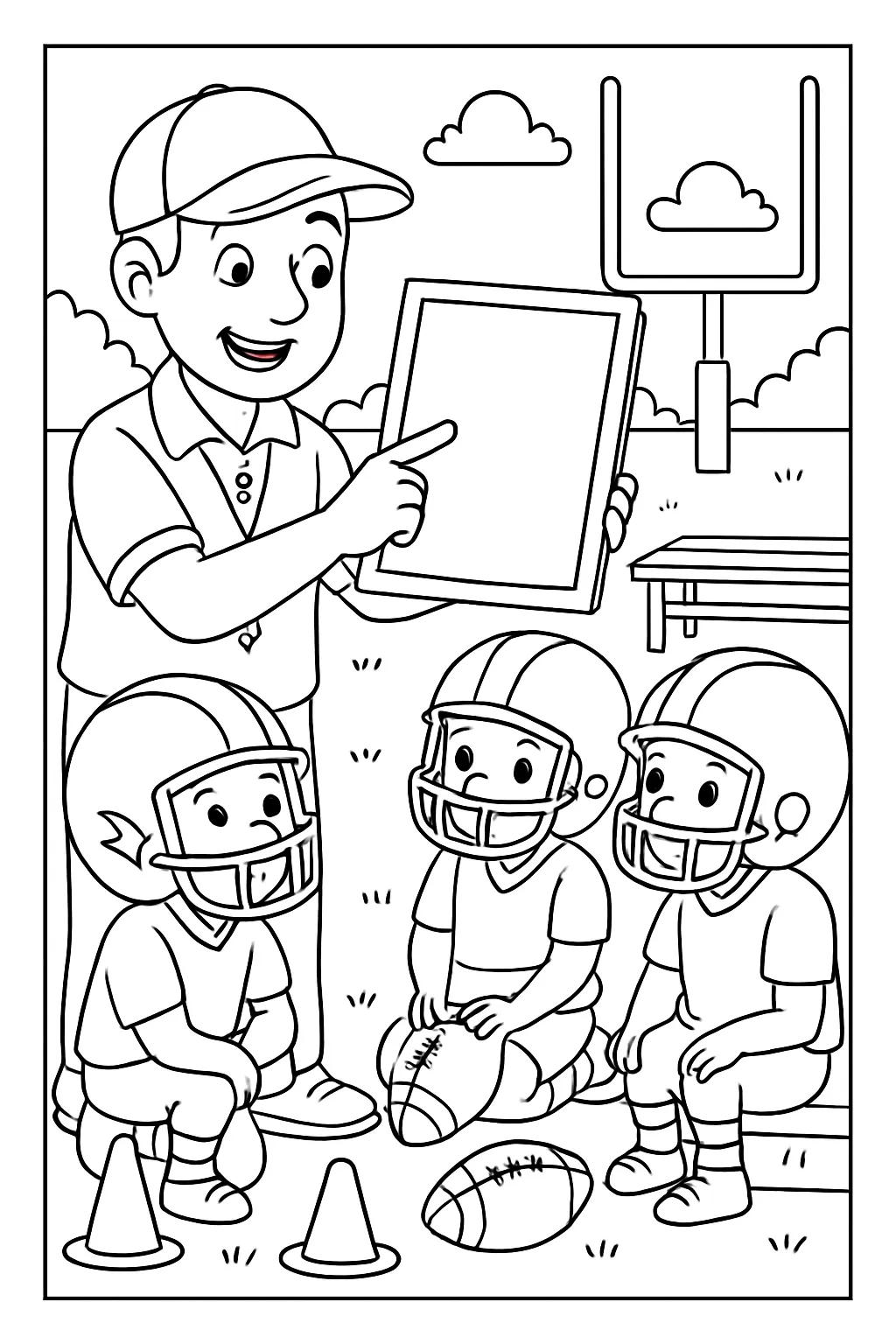 Football Coach Play Board Coloring Page