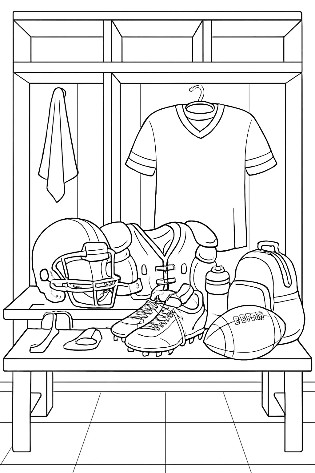 Football Gear Locker Room Coloring Page