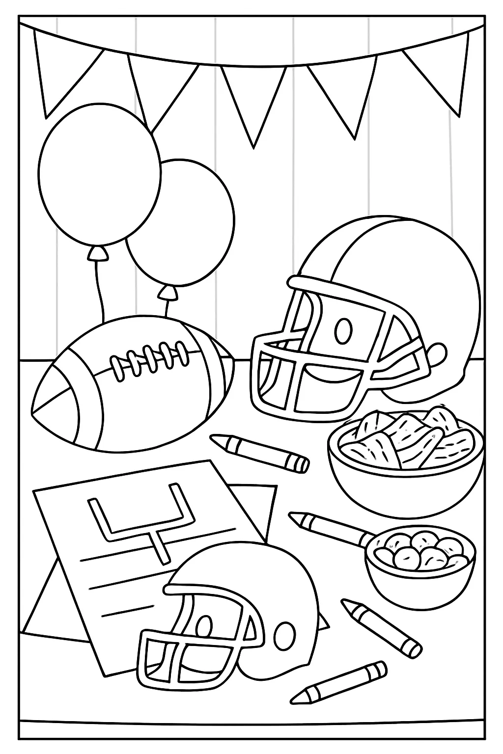 Football Party Coloring Page