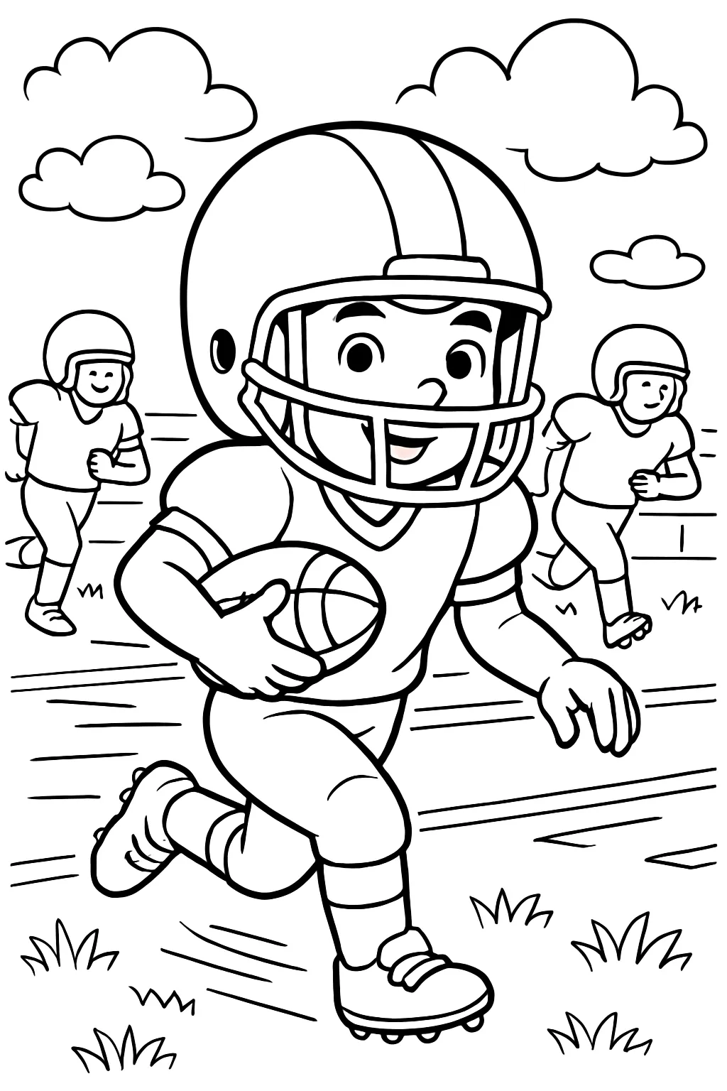 Football Player Running Coloring Page