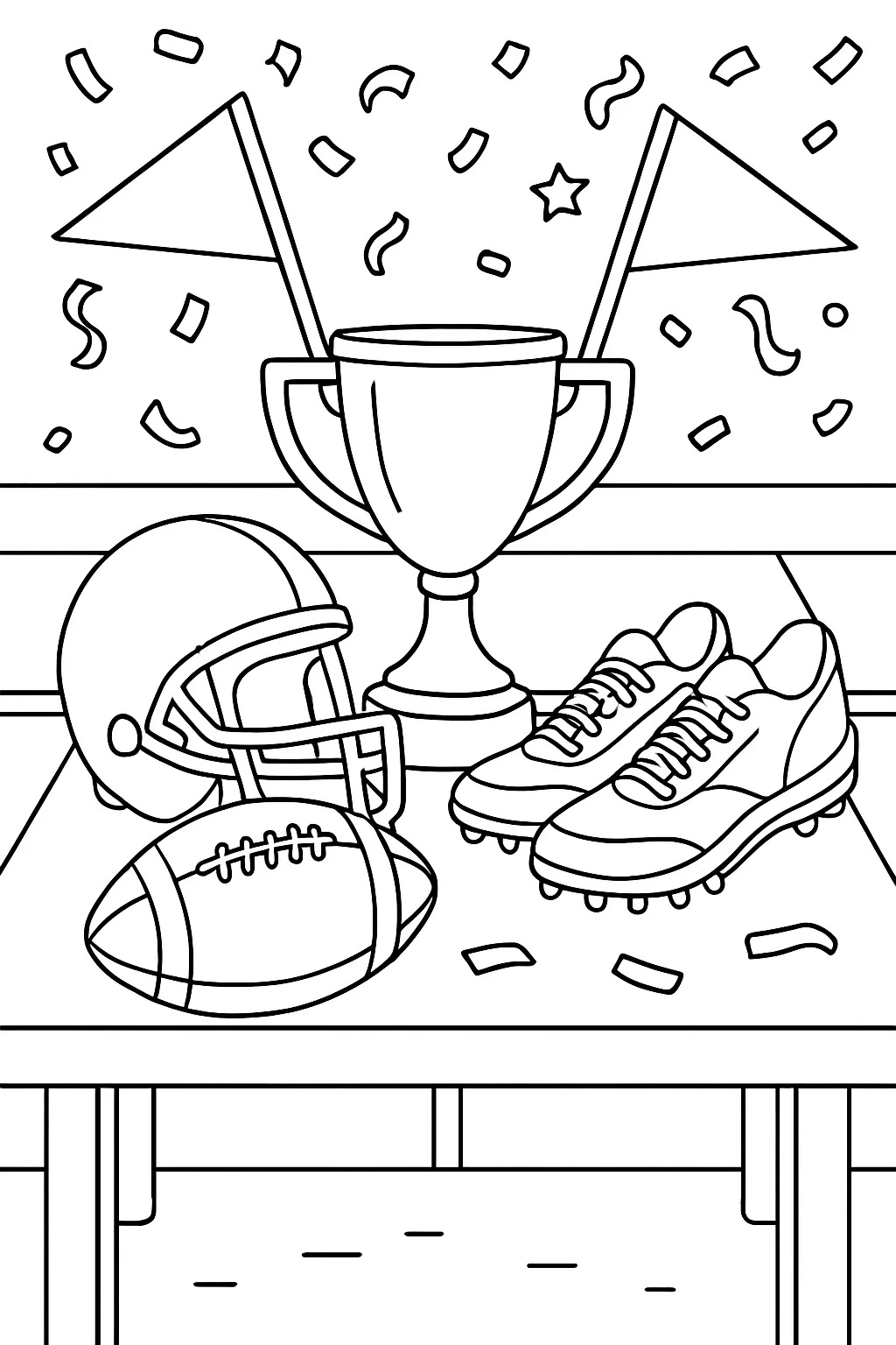 Football Trophy Table Coloring Page
