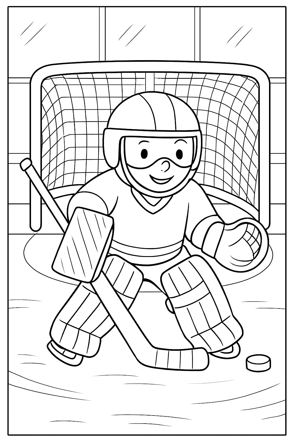 Hockey Goalie Save Coloring Page