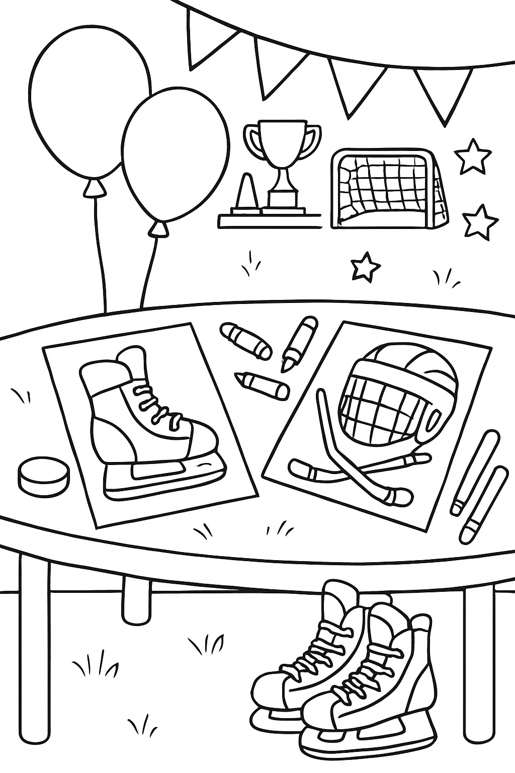 Hockey Party Coloring Page