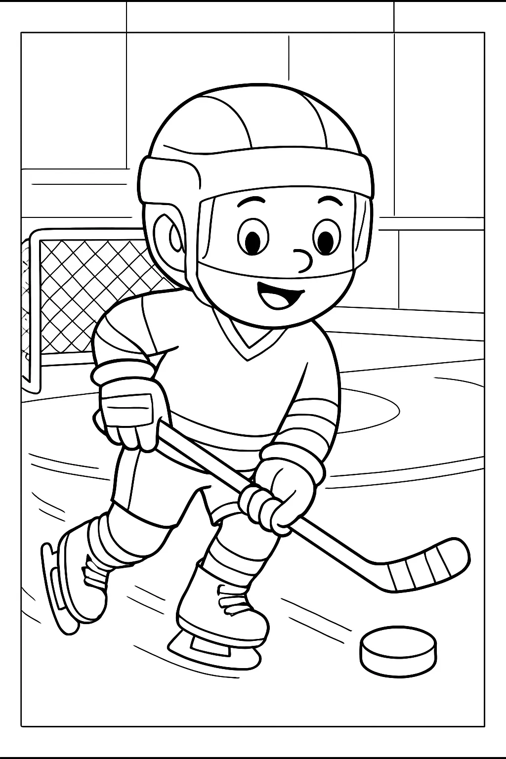 Hockey Player Skating Coloring Page