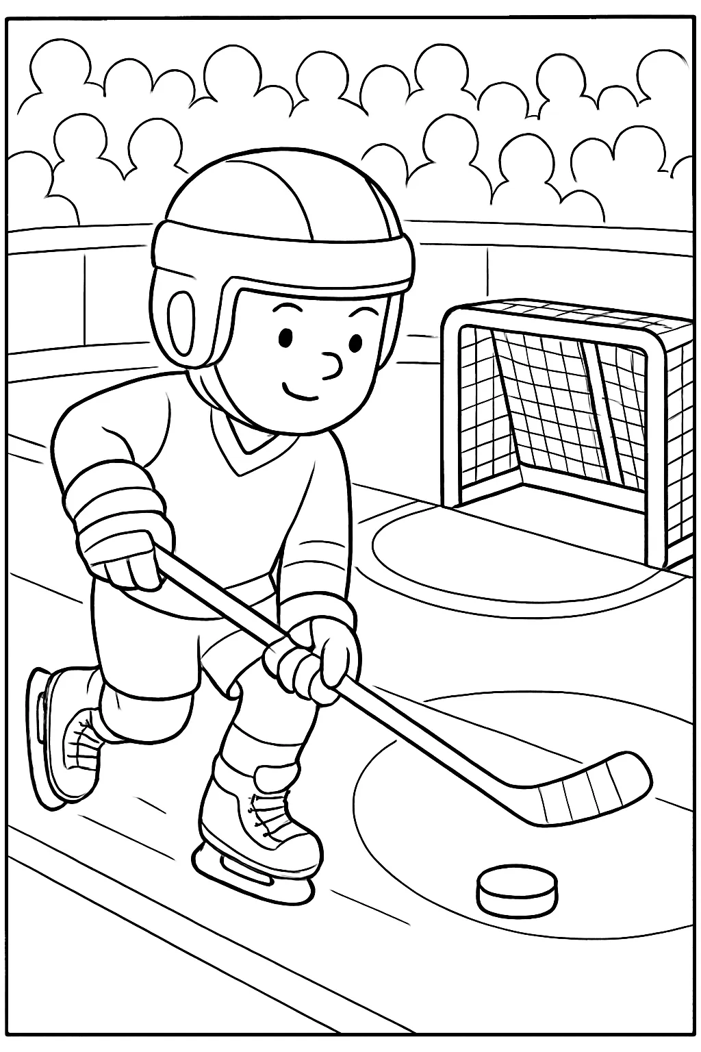 Hockey Rink Action Coloring Page