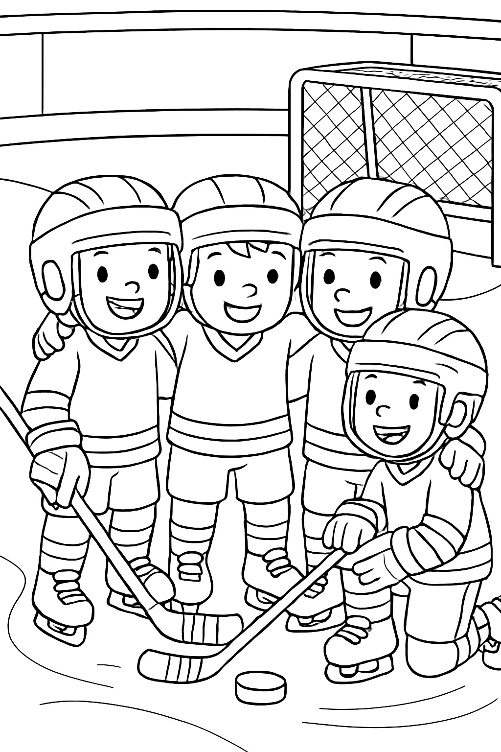 Hockey Team Huddle Coloring Page