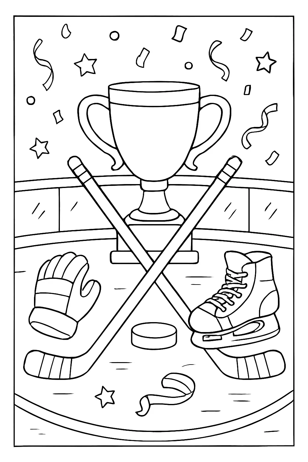 Hockey Trophy Celebration Coloring Page