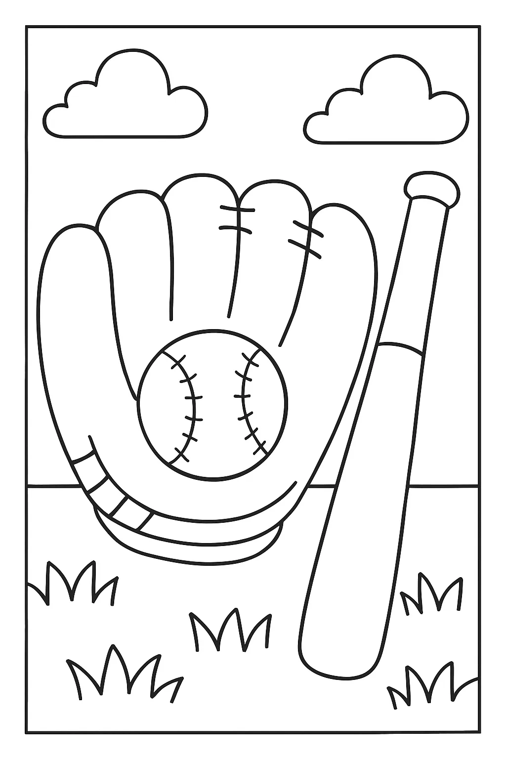 Preschool Baseball Glove Coloring Page