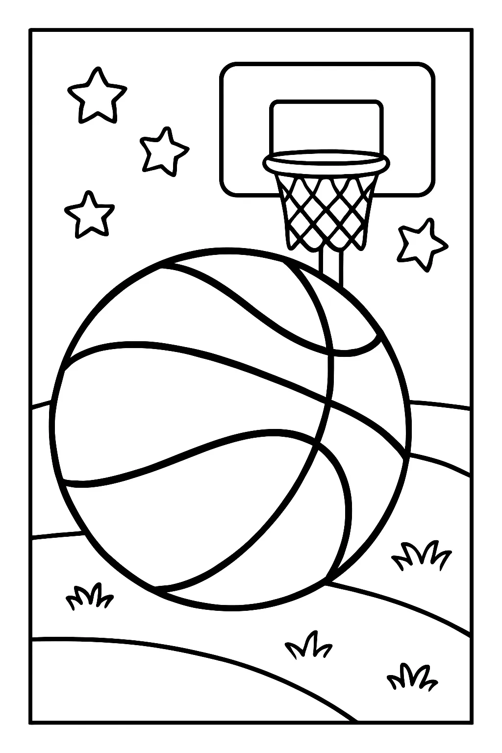 Preschool Basketball Hoop Coloring Page