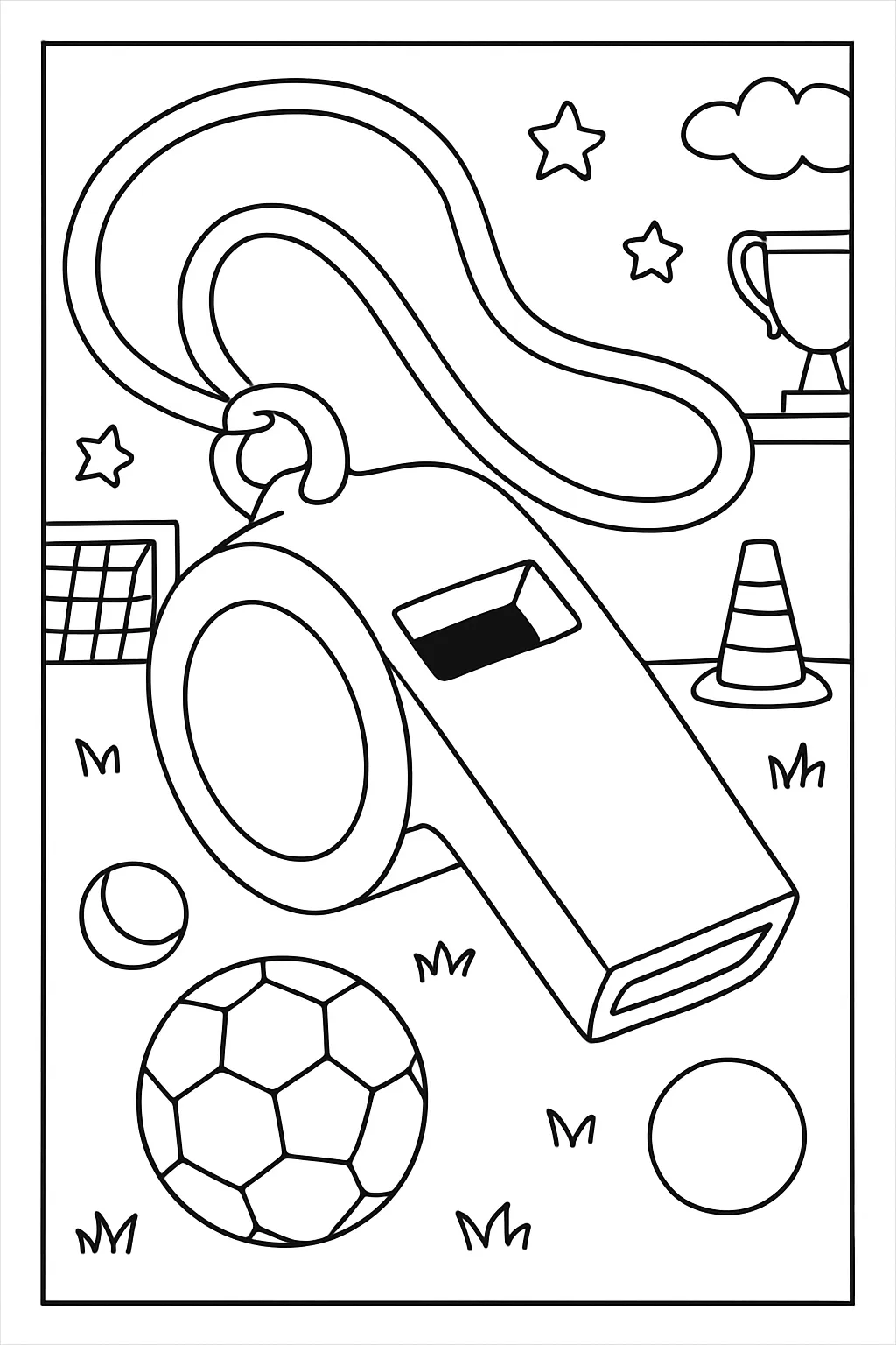 Preschool Coach Whistle Coloring Page
