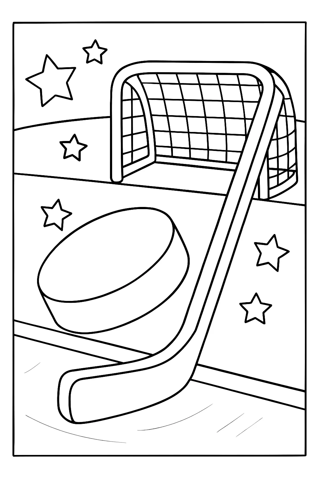 Preschool Hockey Goal Coloring Page