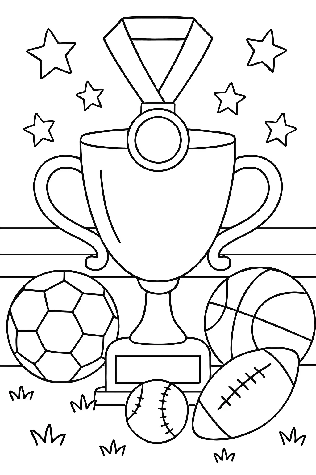 Preschool Sports Trophy Coloring Page