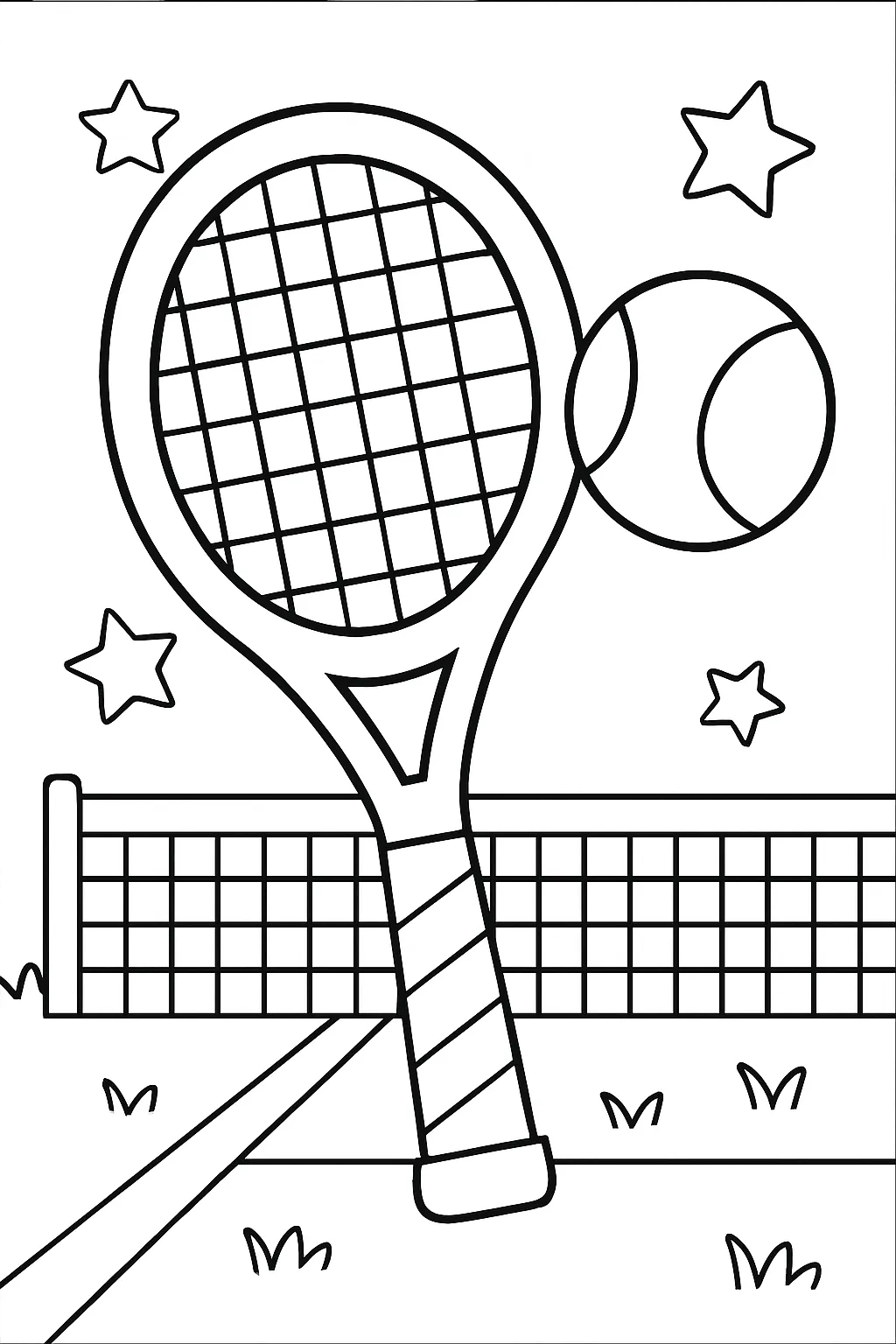 Preschool Tennis Racket Coloring Page