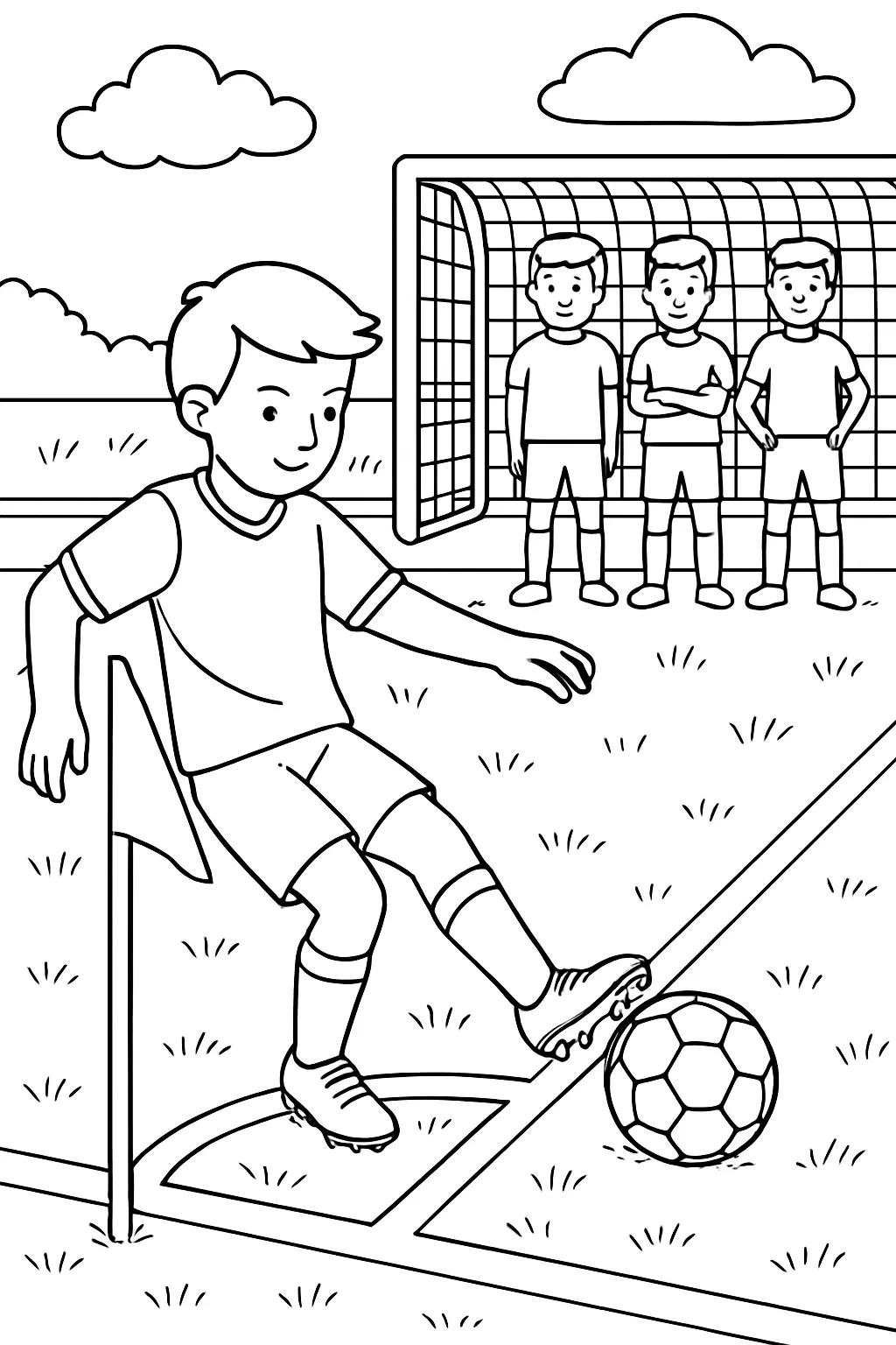 Soccer Corner Kick Coloring Page