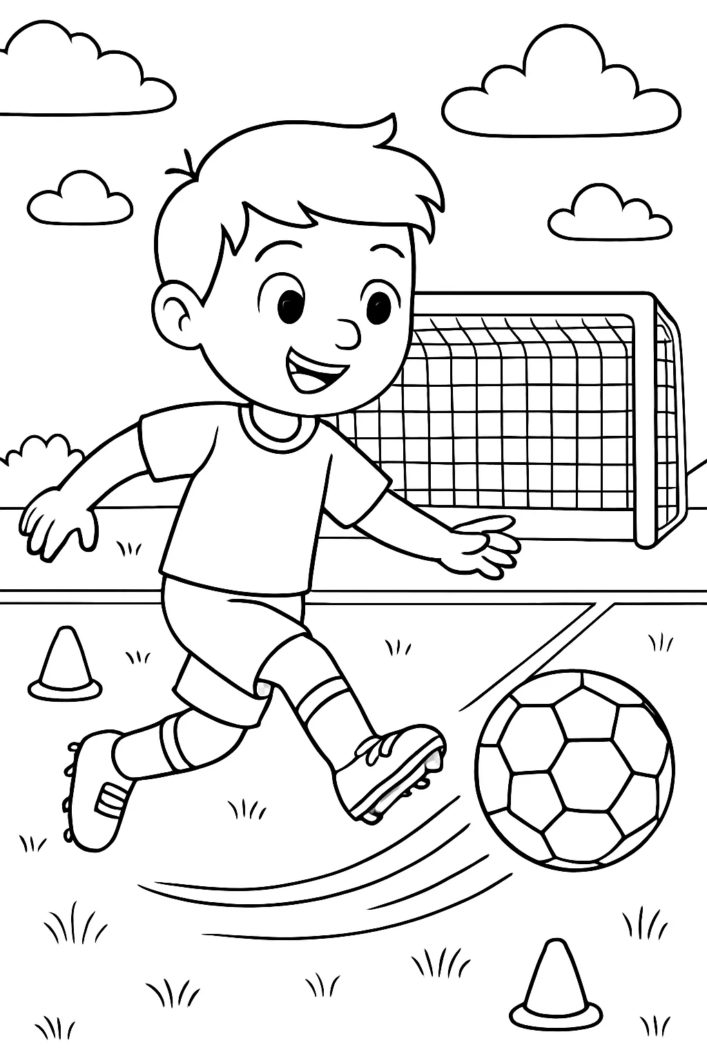 Soccer Goal Kick Coloring Page