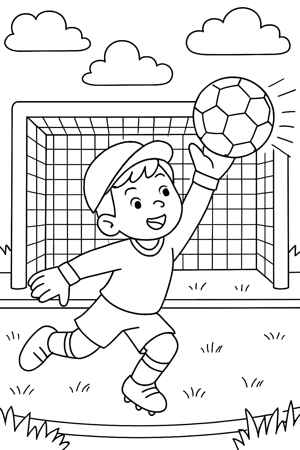 Soccer Goalkeeper Save Coloring Page