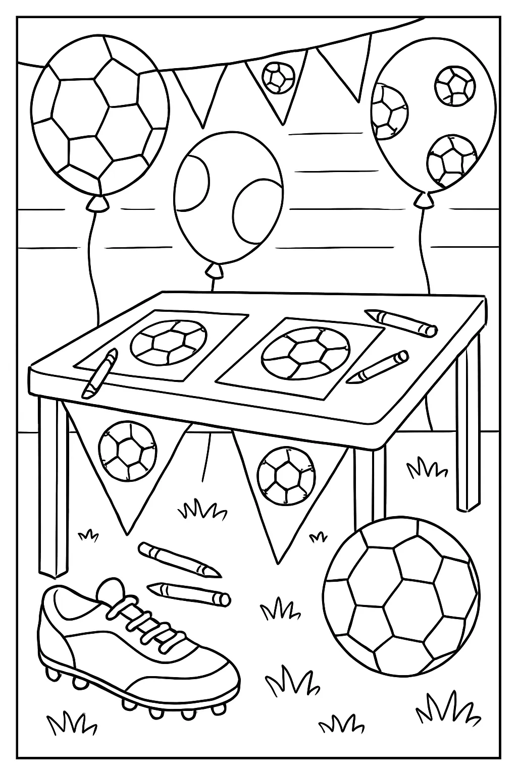 Soccer Party Coloring Page