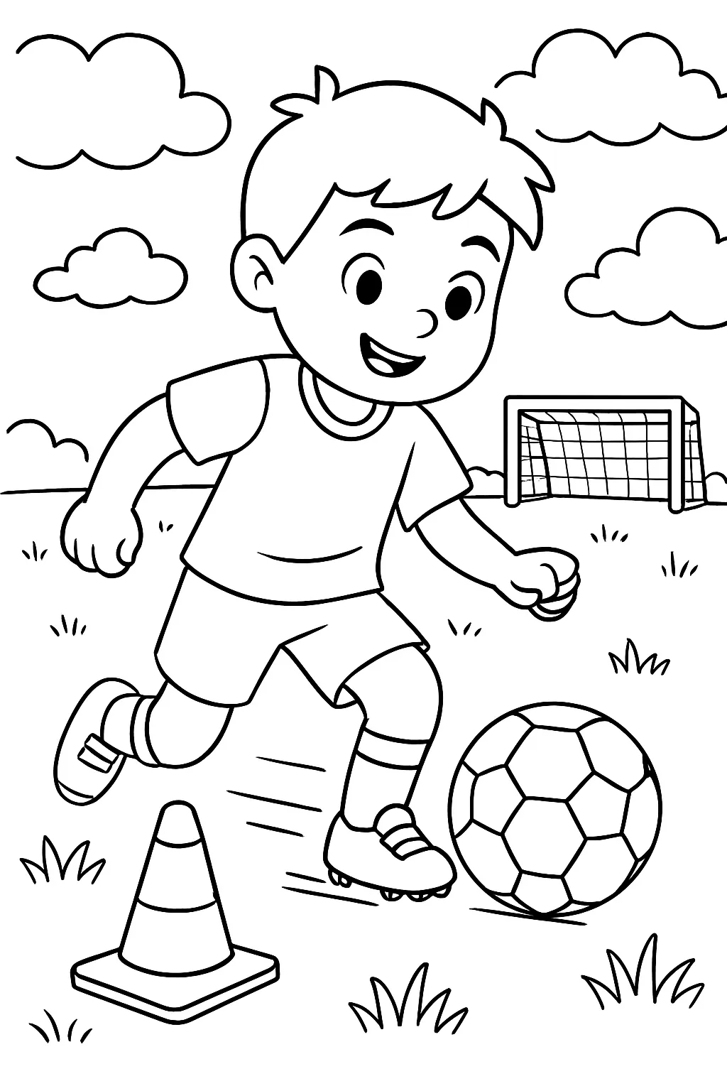 Soccer Player Dribbling Coloring Page