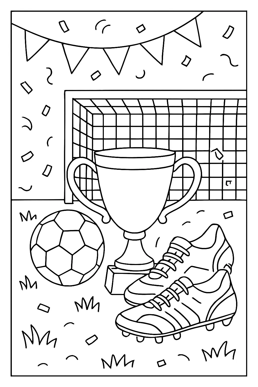 Soccer Trophy Celebration Coloring Page