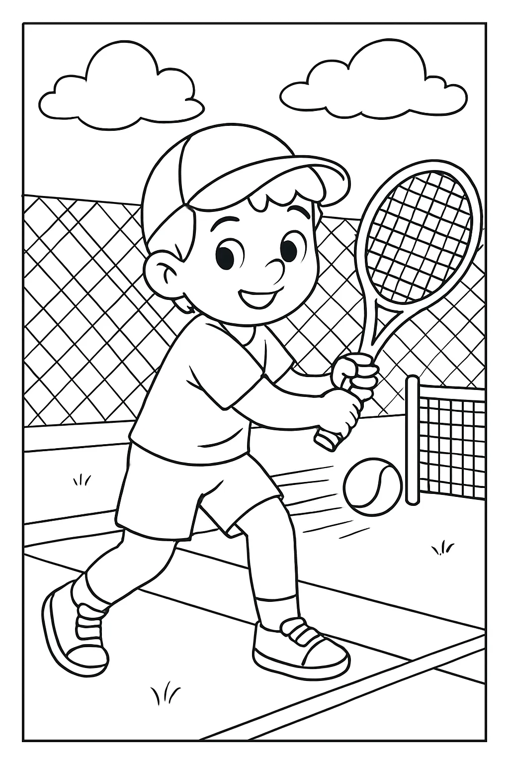 Tennis Backhand Coloring Page