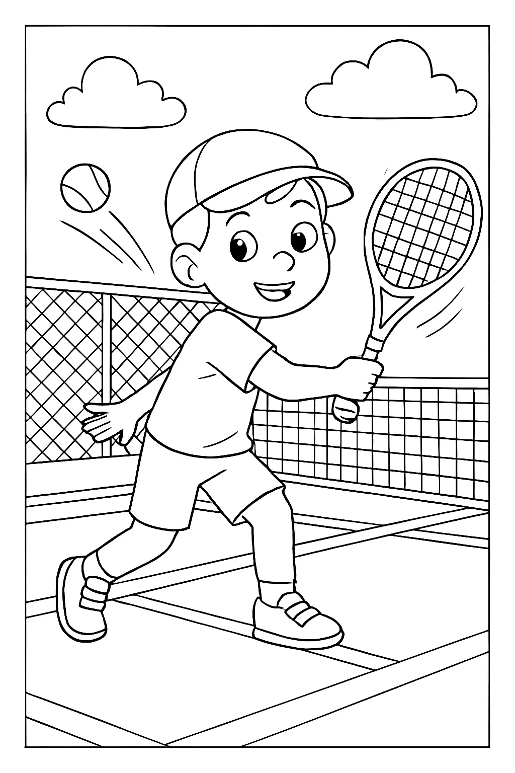 Tennis Court Match Coloring Page