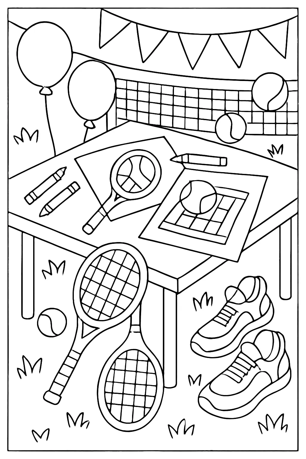 Tennis Party Coloring Page