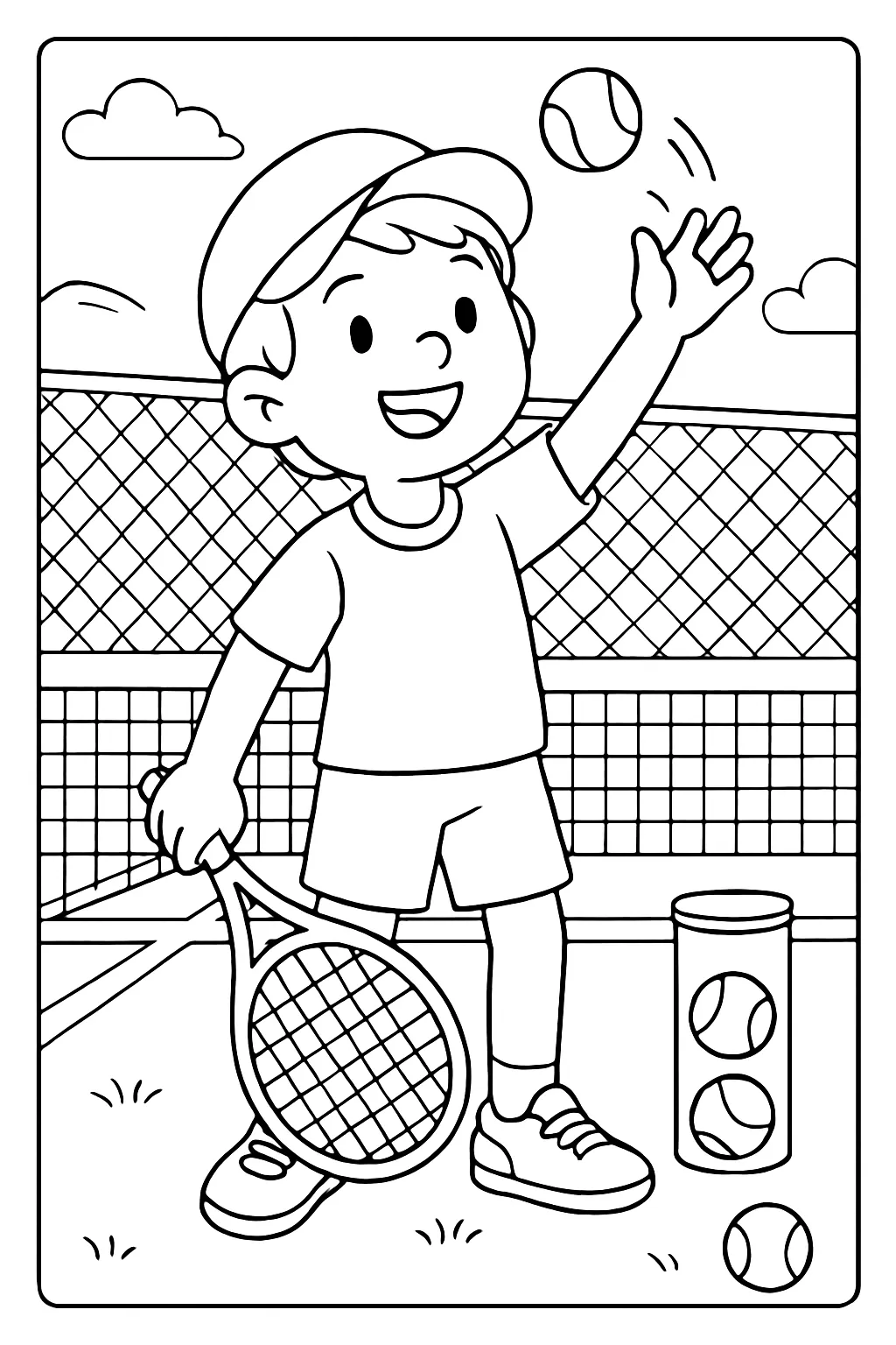 Tennis Player Serve Coloring Page