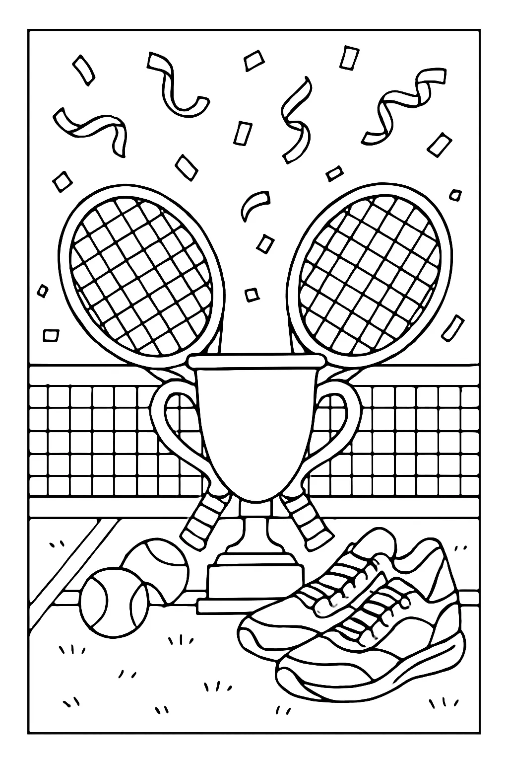 Tennis Trophy Celebration Coloring Page